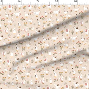 Whimsical Halloween Apparel Fabric - Trick Or Treat Geese by lulubelle_design - Vintage Floral Goose Autumn Clothing Fabric by Spoonflower image 2