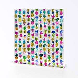 Watercolor Wallpaper - Pineapple Fun By Mirabelleprint - Pineapple Pink Custom Printed Removable Self Adhesive Wallpaper Roll by Spoonflower