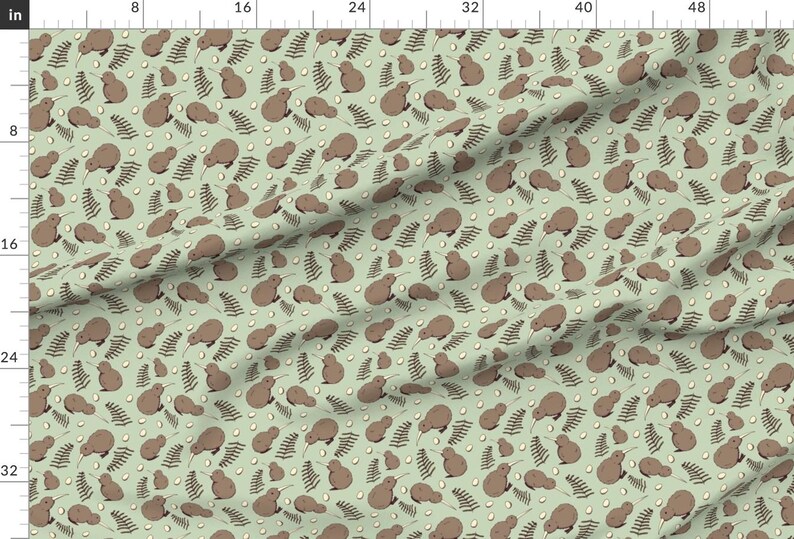 Kiwi Bird Fabric - Kiwi Bird By Svaeth - Kiwi Bird Fern Plant Nature Home Decor Upholstery Cotton Fabric By The Yard With Spoonflower image 2