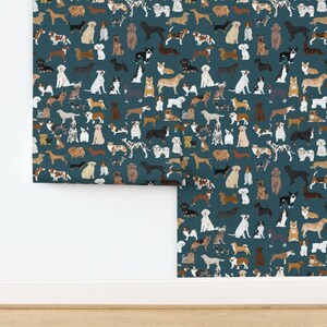 Dogs Wallpaper - Cute Dogs Best Dogs By Petfriendly - Dog Breed Blue Custom Printed Removable Self Adhesive Wallpaper Roll by Spoonflower image 4