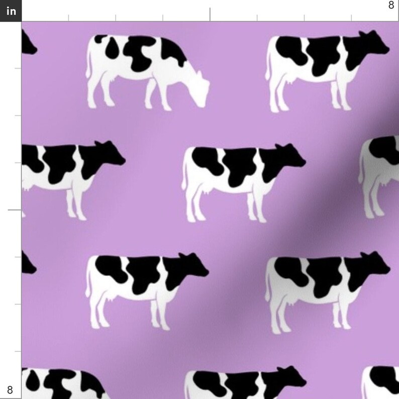 Cow Fabric Med Scale Cows on Purple Farm Fabric C18bs by - Etsy
