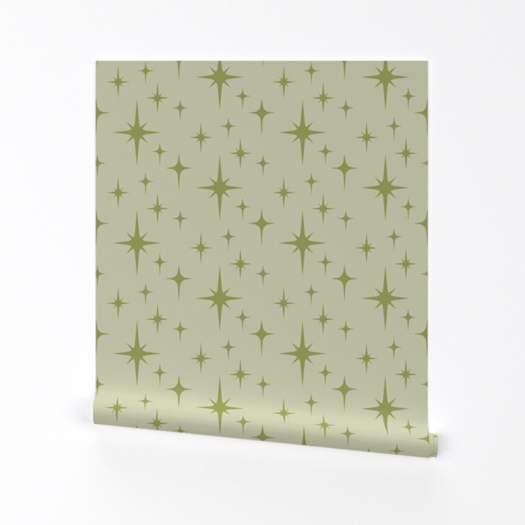 Atomic Wallpaper Atomic Starburst Green by Roofdog Designs Green 1950s