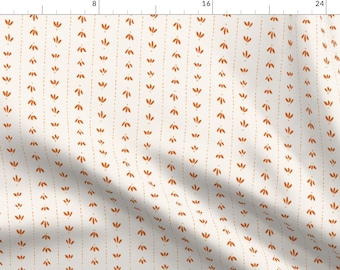 Whimsical Stripe Fabric - Blooming Stripe Orange by ashleighfish - Southern Grandmillennial Flowers Stripe Fabric by the Yard by Spoonflower