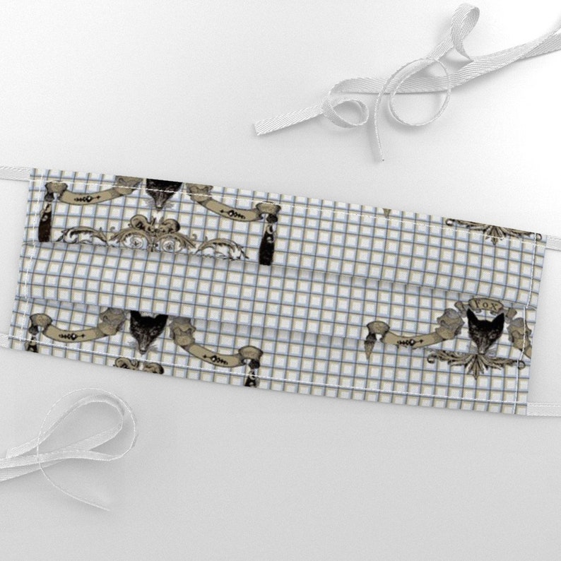 Grey Equestrian Horse Fox Fabric Fox Hunting Crest by Ragan Etsy