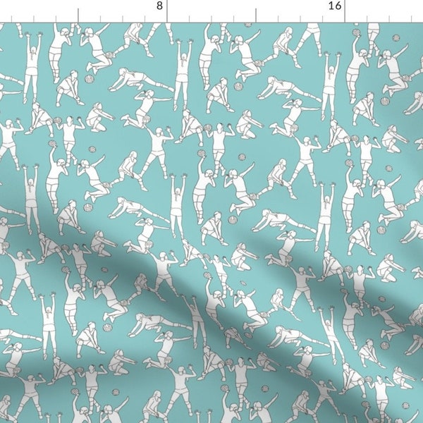 Volleyball Fabric - Volleyball On Light Blue By Landpenguin - Girls Volleyball Kids Sports Cotton Fabric By The Yard With Spoonflower