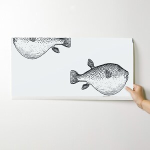 Buffer Fish Peel and Stick Wallpaper - Blowfish Puffer Fish Blowfish Coastal Chic - Removable Wall Decor Art - Pufferfish by eti_enne image 9