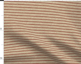 Striped Fabric - Weathered Ticking Stripe - Red By Thecalvarium - Striped Ticking Red Horizontal Cotton Fabric By The Yard With Spoonflower