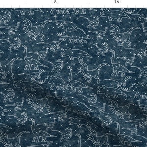 Dino Stars Fabric - Constellation Dinosaurs Midnight Blue By Themadcraftduckie - Galaxy Boys Room Cotton Fabric by the Yard With Spoonflower