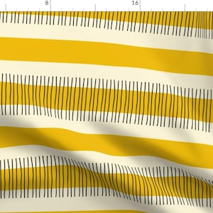 Yellow Stripes Minimal Pattern Fabric - Yellow Stripes By Marufemia - Yellow Lines Geometric Cotton Fabric By The Yard With Spoonflower
