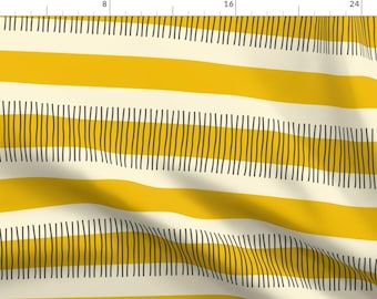 Yellow Stripes Minimal Pattern Fabric - Yellow Stripes By Marufemia - Yellow Lines Geometric Cotton Fabric By The Yard With Spoonflower