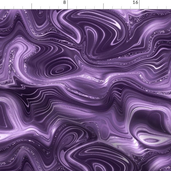 Purple Swirls Fabric - Purple Marble by lpeloq - Marbled Abstract Geode Vibrant Purple Lilac Lavender Fabric by the Yard by Spoonflower