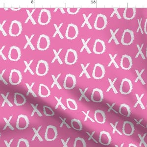 Hugs And Kisses Fabric - Xo-Eraser Pink By Portage And Main - Love Cotton Fabric By The Yard With Spoonflower