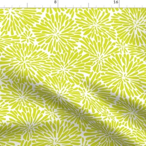 Chartreuse Floral Fabric Acid Green Mums by bevestudio Colorful Abstract Graphic 1960s Bright Green Fabric by the Yard by Spoonflower image 1