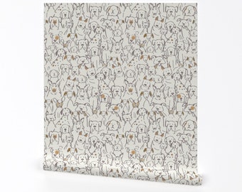 Dogs Wallpaper - Neutral Pop Doodle Dogs By Cooper+Craft - Dogs Custom Printed Removable Self Adhesive Wallpaper Roll by Spoonflower