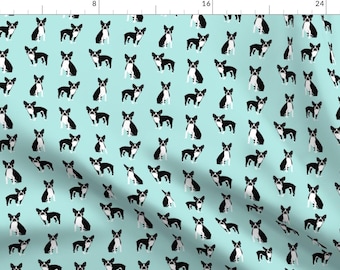 Boston Terriers Dog Fabric - Boston Terriers Mint Cute Dog Fabric By Petfriendly- Boy Nursery Cotton Fabric By The Yard with Spoonflower