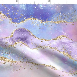 Watercolor Fabric - Pastel Rainbow  by ktscarlett_ - Geode Pink Purple Blue Faux Gold Metallic Look  Fabric by the Yard by Spoonflower