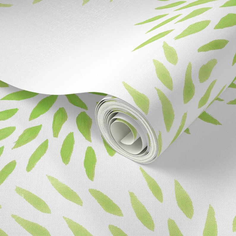 Green Mums Wallpaper Summer Abstract in Moss by Domesticate - Etsy