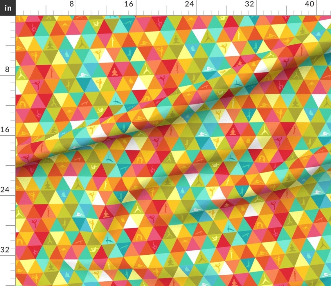 Yoga Fabric Yoga Pose Triangles by Creativetaylor Yoga Etsy