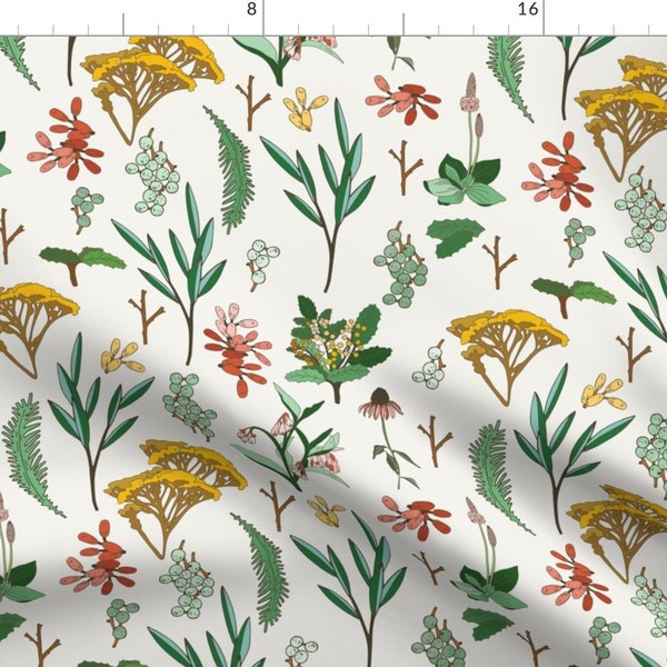 Modern Botanical Home Decor Fabric- Herbal Study Light By Holli Zollinger - Botanical Cotton Fabric by the Yard with Spoonflower Fabrics