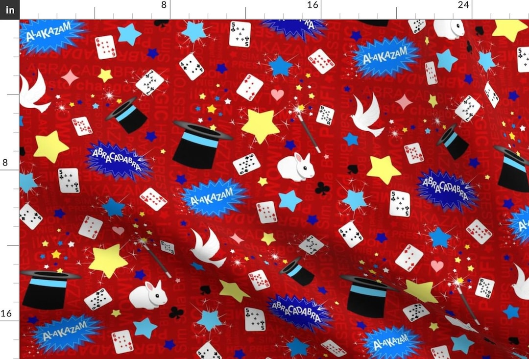 Magician Fabric - Magic / Magician Pattern in Red by Inspirationz ...