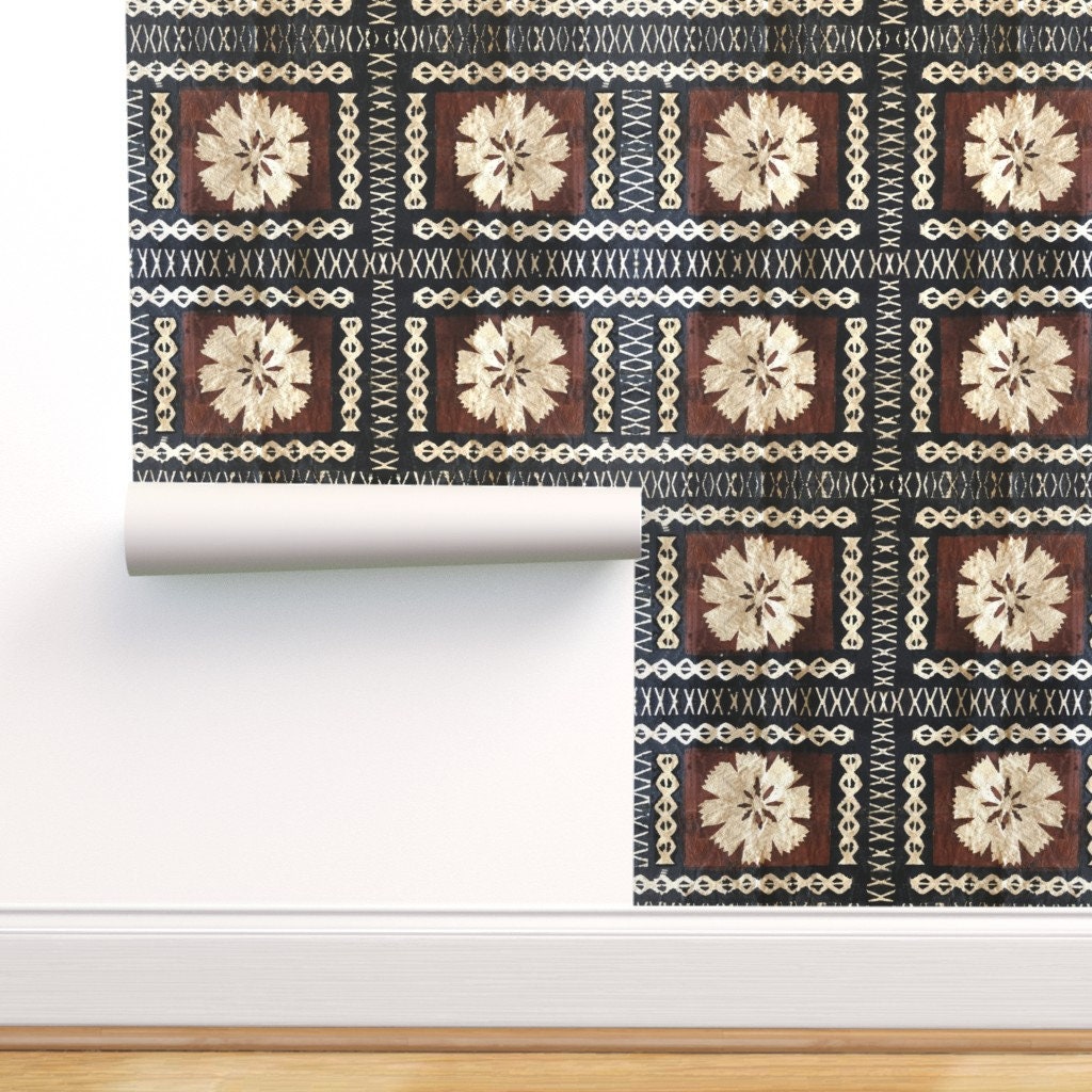 Tapa Wallpaper Fijian Tapa Cloth 7 By Hypersphere Brown | Etsy