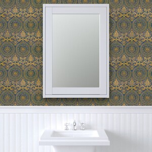 Damask Wallpaper Mediterranean Blue by Peacoquettedesigns - Etsy