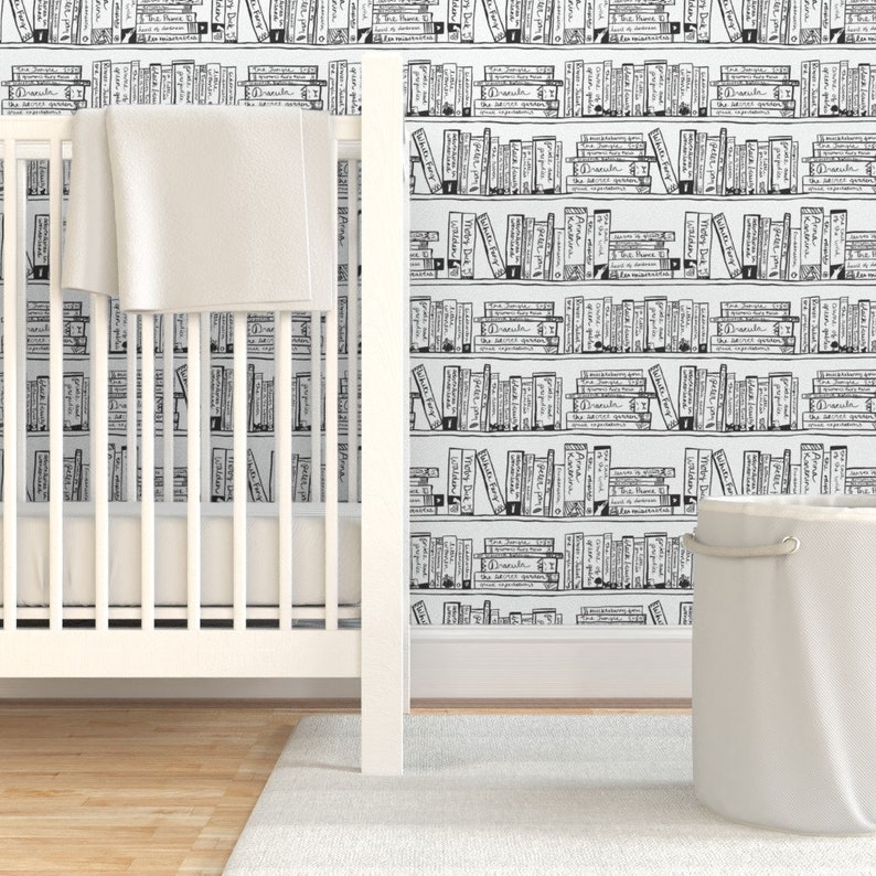 Classics Wallpaper Black and White and Read All Over by - Etsy