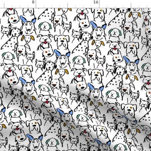 Whimsical Dogs Fabric - Color Pop Doodle Dogs by shellyreneedesigns - Fun Cute Happy Cheerful Rescue Dogs Fabric by the Yard by Spoonflower