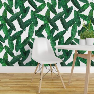 Banana Leaves Wallpaper Banana Leaves on White by - Etsy