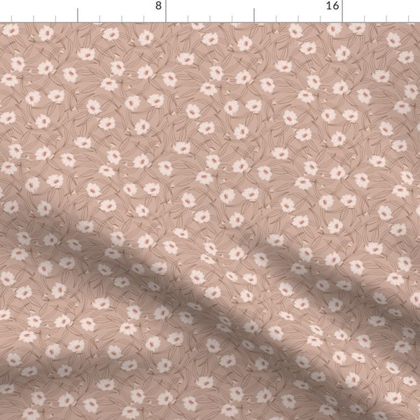 Rustic Floral Fabric - Autumn Cinnamon by aliwilkinsondesigns - Mauve Pink Pinky Brown Small Scale Fabric by the Yard by Spoonflower