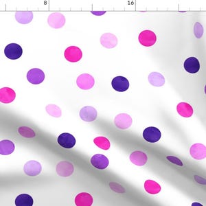 Pink Purple Fabric - 1.5&quot; Polka Dots - Scatter Pink And Purple By Littlearrowdesign - Pink Purple Cotton Fabric By The Yard With Spoonflower