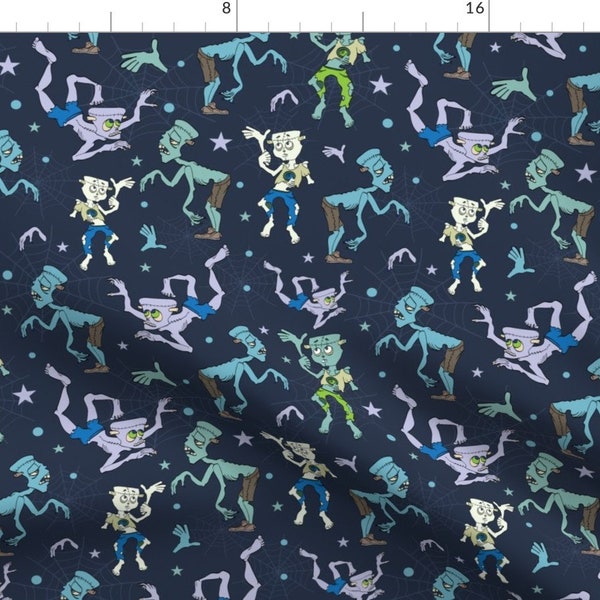 Frankenstein Fabric - Spooky Halloween By Oksancia - Frankenstein Halloween Zombie Scary Cotton Fabric By The Yard With Spoonflower