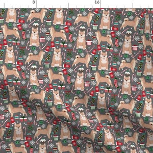 Shiba Inu Fabric - Shiba Inu Christmas Cute Holiday Shiba Inu Dog By Petfriendly - Shiba Inu Cotton Fabric by the Yard with Spoonflower