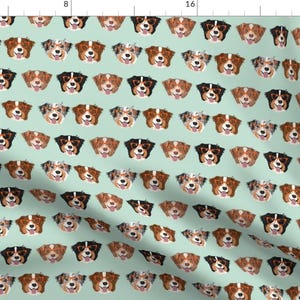 Aussie Terrier Fabric - Australian Shepherds Glasses Fabric - Cute Dogs And Glasses Design - Mint By Petfriendly - Fabric With Spoonflower