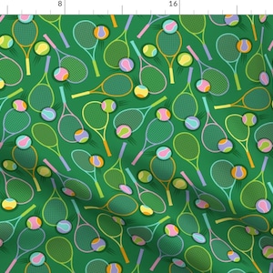 Tennis Racket Fabric - Tennis Small by kimblissdesign - Court Sport Exercise Athlete Whimsical Fun Fabric by the Yard by Spoonflower