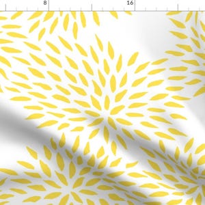 Sunny Yellow Abstract Bright Floral Fabric - Summer Mums In Sunshine By Domesticate - Floral Cotton Fabric By The Yard With Spoonflower
