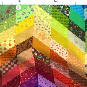 Multicolored Zigzag Fabric - Rainbow Chevron Cheater Quilt By Weavingmajor - Mosaic Tiled Patches Cotton Fabric By The Yard With Spoonflower