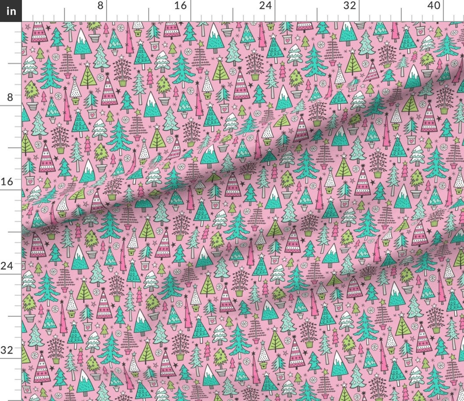 Christmas Trees Fabric Christmas Trees Forest Woodland Mint Etsy