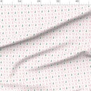 Cottagecore Fabric - Coquette Christmas Trees by gentleechoes - Christmas Bows Pink And Green Preppy Mini Fabric by the Yard by Spoonflower image 2