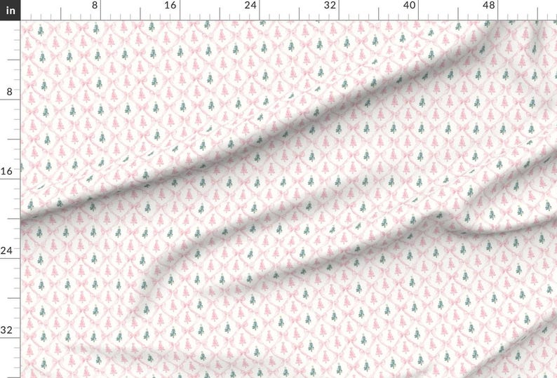 Cottagecore Fabric - Coquette Christmas Trees by gentleechoes - Christmas Bows Pink And Green Preppy Mini Fabric by the Yard by Spoonflower image 2