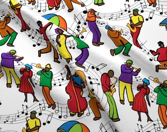 Mardi Gras Music Fabric - Jazzy Mystical Music Krewe By Vo_Aka_Virginiao - New Orleans Mardi Gras Cotton Fabric By The Yard With Spoonflower