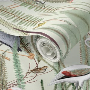 Coastal Wallpaper - Herons In Marsh By Down River Homegoods - Light Green Swamp Bird Removable Self Adhesive Wallpaper Roll by Spoonflower image 3