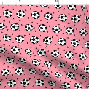 Pink Soccer Fabric - Soccer Football Fabric Pink Girls Sports Fabric By Andrea Lauren -Soccer Mom Cotton Fabric by the Yard With Spoonflower