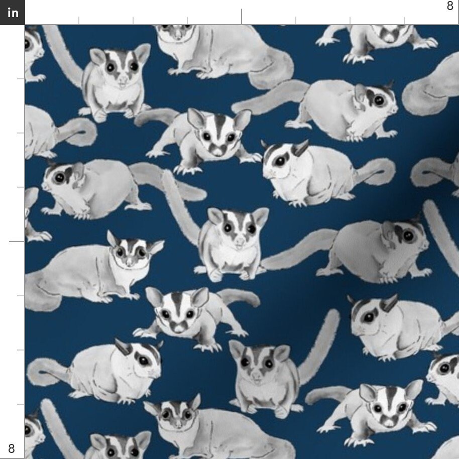 Sugar Glider Fabric Sugar Gliders on Dark Blue by Etsy