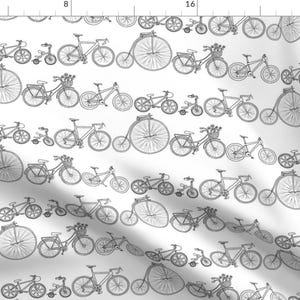 Bicycle Fabric - I Want To Ride My Bicycle By Woodledoo - Bicycle Bike Black White Retro Decor Cotton Fabric By The Yard With Spoonflower