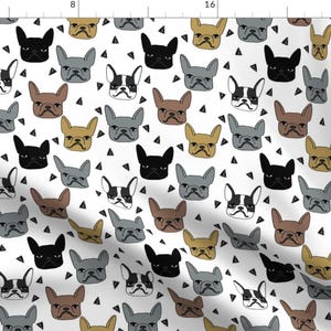 French Bulldog Fabric - Frenchie Cute French Bulldog By Andrea Lauren - Pet Animal Cute Dog Puppy Cotton Fabric by the Yard with Spoonflower
