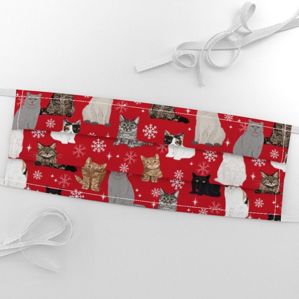 Snow Cat Fabric Christmas Winter Cat Snowflake by Etsy