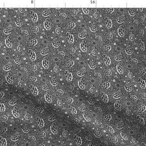 Western Fabric - Western Paisley Small - Black By Thecalvarium - Western Paisley Black White Cotton Fabric By The Yard With Spoonflower