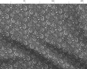 Western Fabric - Western Paisley Small - Black By Thecalvarium - Western Paisley Black White Cotton Fabric By The Yard With Spoonflower