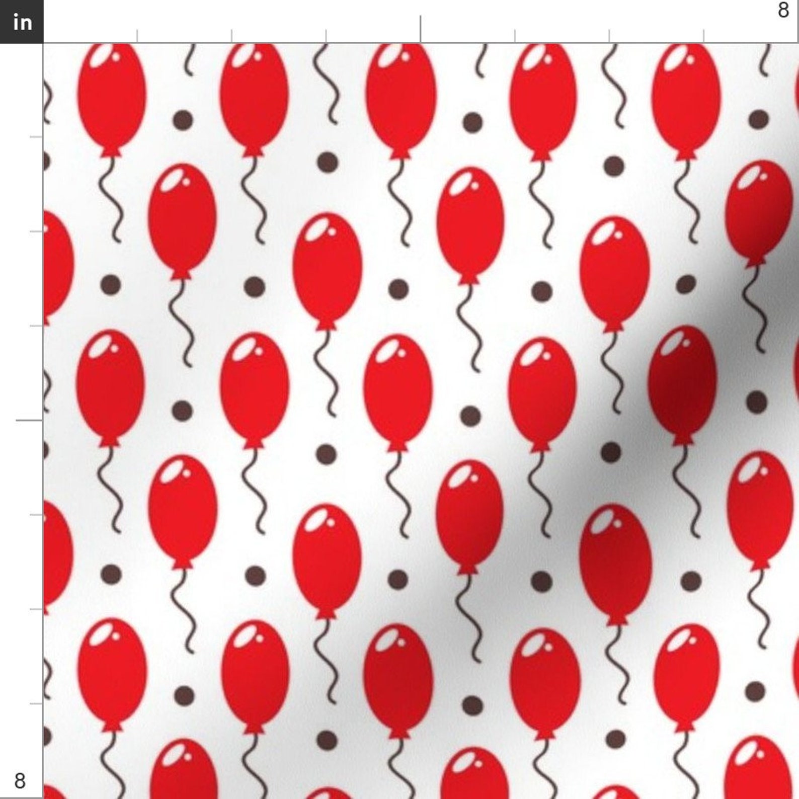 Red Balloon Fabric Balloon Pattern By Boyusya Red Balloons Etsy